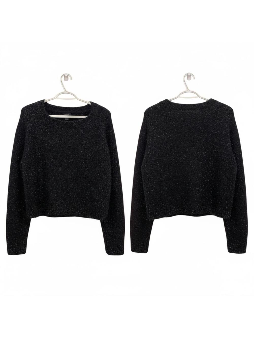 Halogen Sparkly Sweater Shimmery Party Top Long Sleeve Black